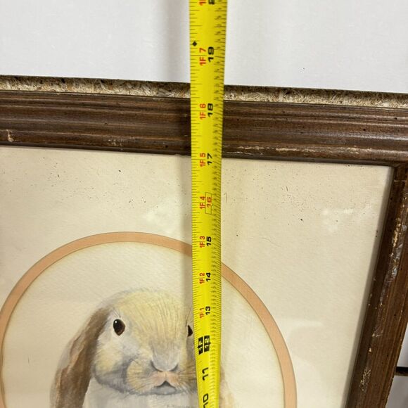 Vintage MCM Wood Framed Original Watercolor Painting Rabbit E Youngberg Easter - Picture 4 of 5